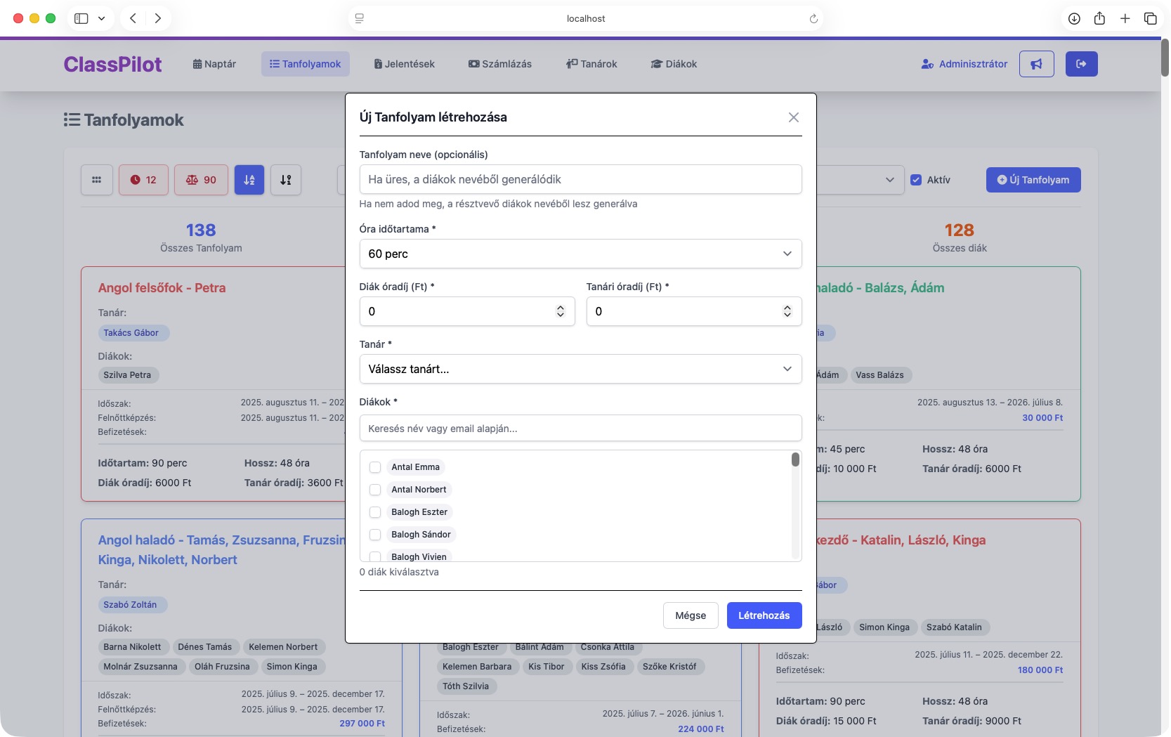 ClassPilot – Tanfolyamok